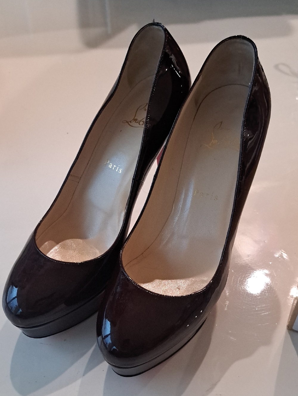 Christian Louboutin Burgundy Patent Leather Platform Pumps